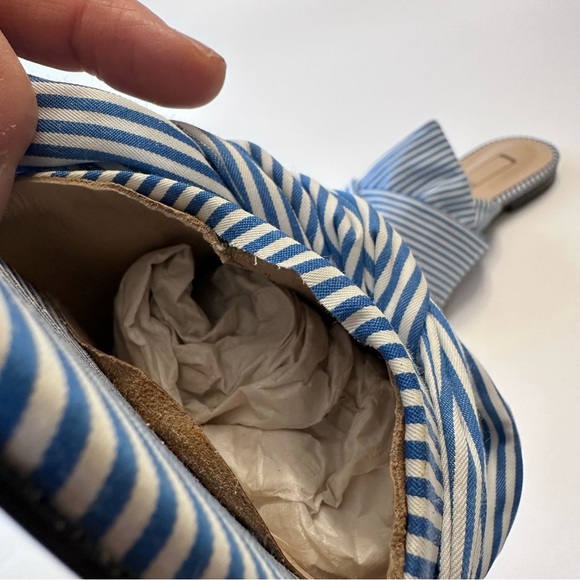 No 21 Striped Crossover Sandal seersucker /blue stripe satin 41 GUC - Picture 7 of 7